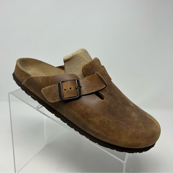 Birkenstock Shoes - Birkenstock Boston Camel Light Brown Tan Oiled Leather Clog Slip Ons Size 41